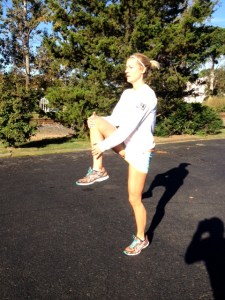 Carly working on her form for Boston.