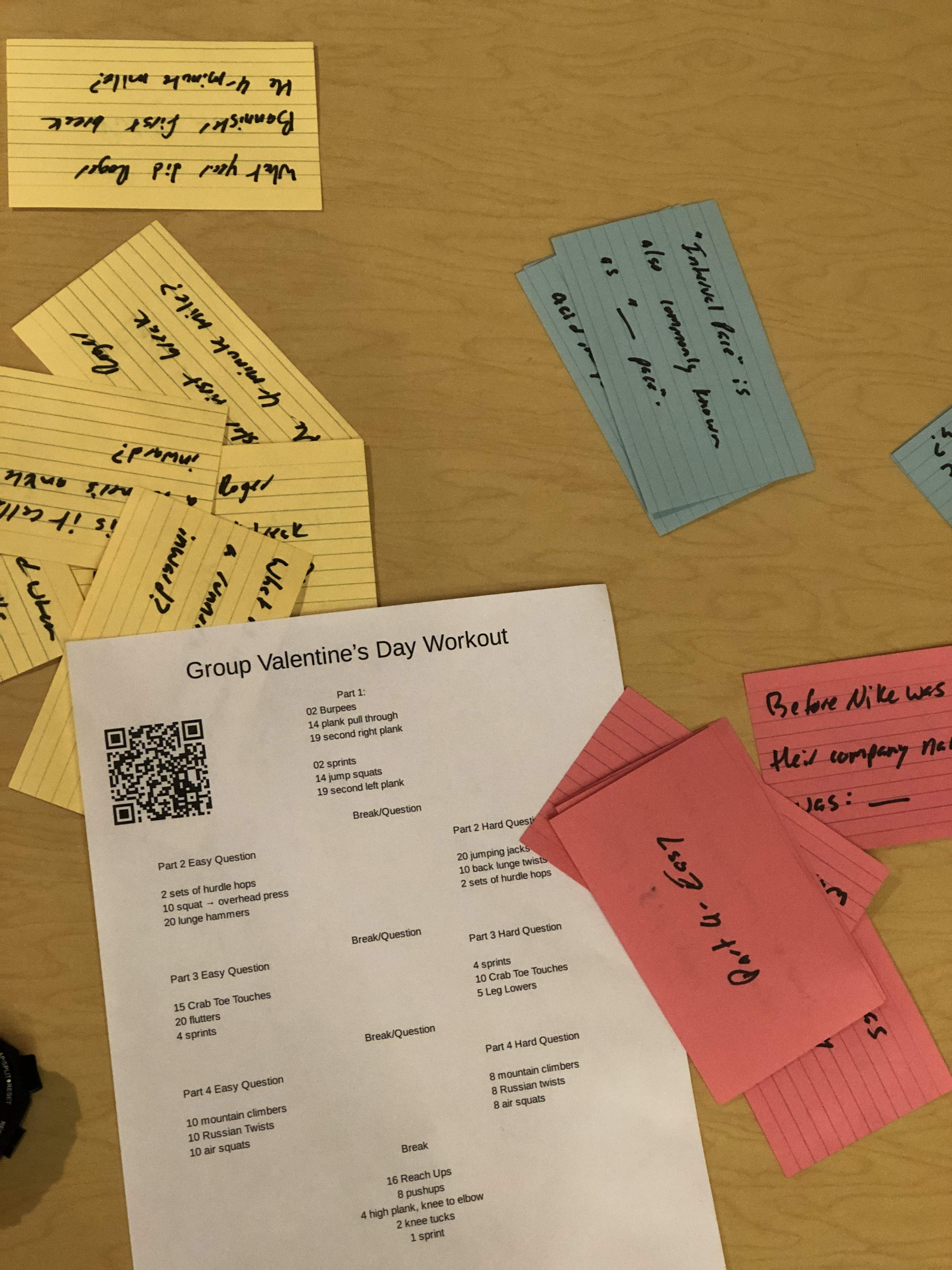 Strength workout that has trivia in it